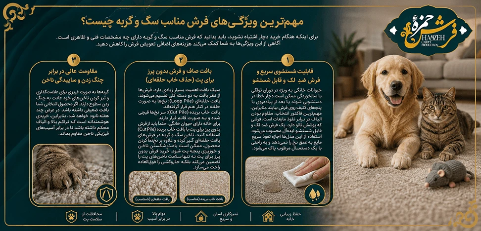 مهمترین ویژگیهای فرش مناسب سگ و گربه چیست