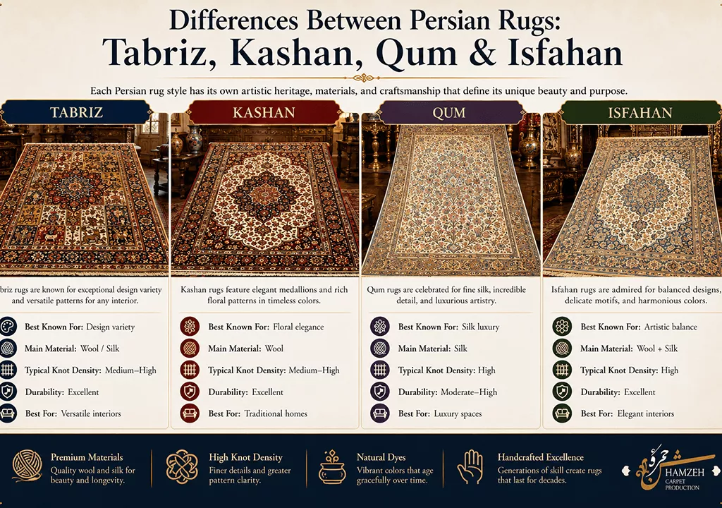 Differences Between Persian Rugs: Tabriz, Kashan, Qum & Isfahan