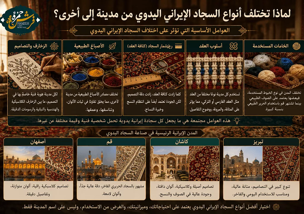 لماذا تختلف أنواع السجاد الإيراني اليدوي من مدينة إلى أخرى