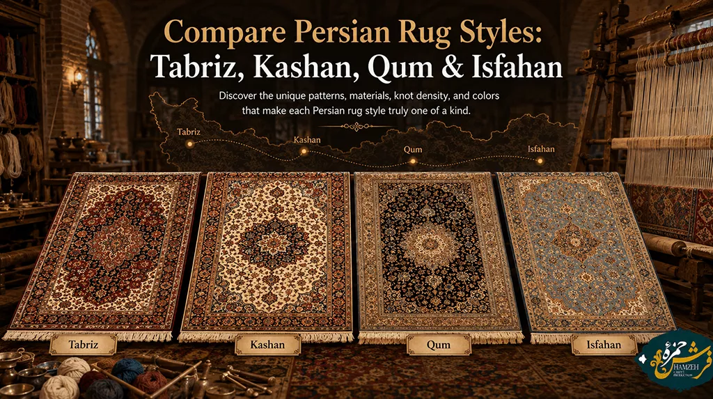 Compare Persian rug styles: Tabriz, Kashan, Qum & Isfahan