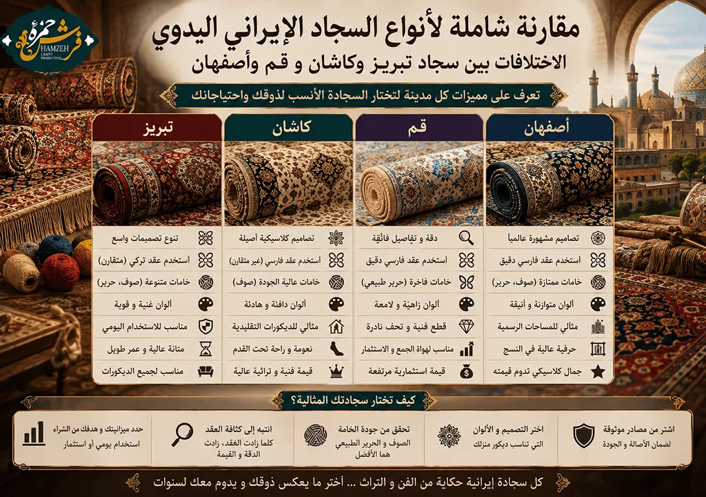 مقارنة أنواع السجاد المصنوع يدوياً